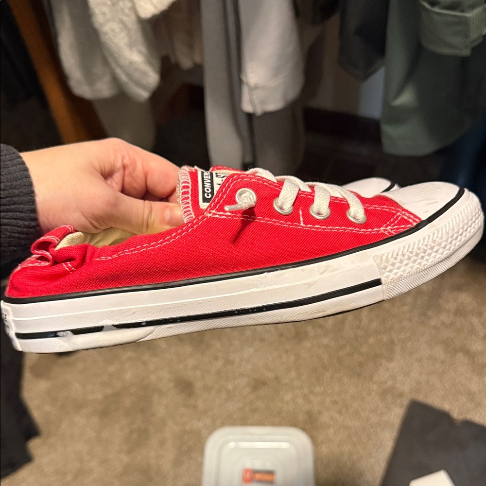 Converse Red Canvas Sneakers with White Accents